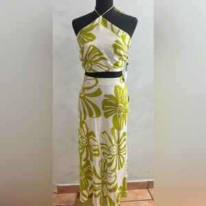 Floral Halter set in Green and White